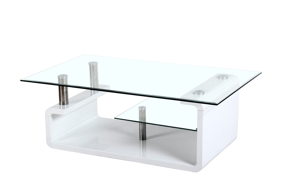 NOLAN 02 coffee table highgloss white clear glass B 110, H 42, T 65 cm
